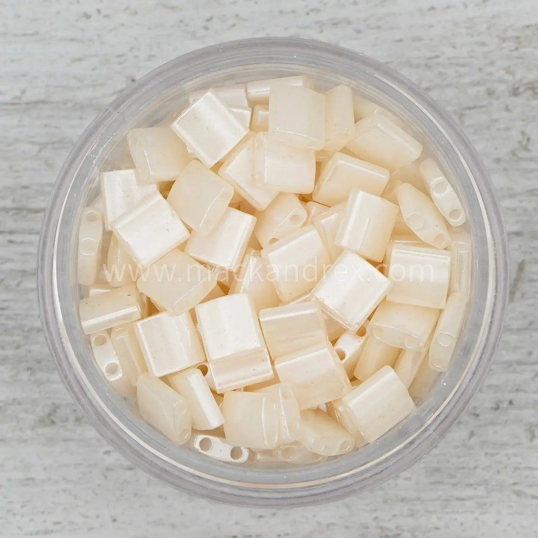 2365 Half Tila Beads - Coconut Cream