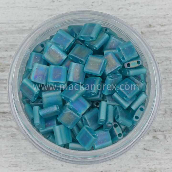 2405FR Half Tila Beads - Dark Teal Matte