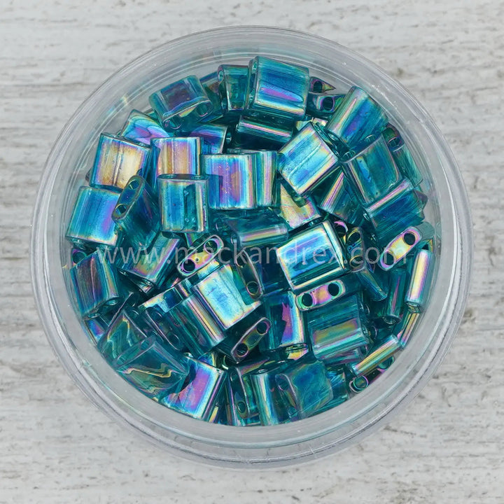 2458 Half Tila Beads - Dark Teal Rainbow - Mack & Rex