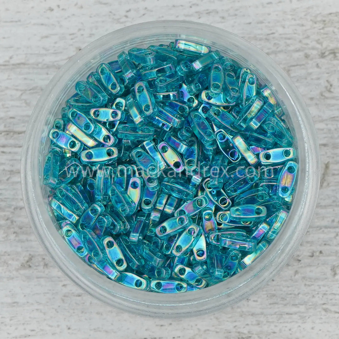 2458 Half Tila Beads - Dark Teal Rainbow