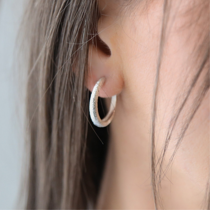 BLAZE - Sterling Silver Textured Hoop Earrings