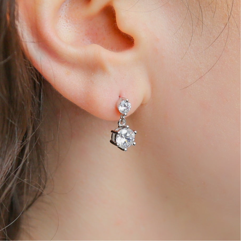 HOPE - Sterling Silver & CZ Dangle Earrings