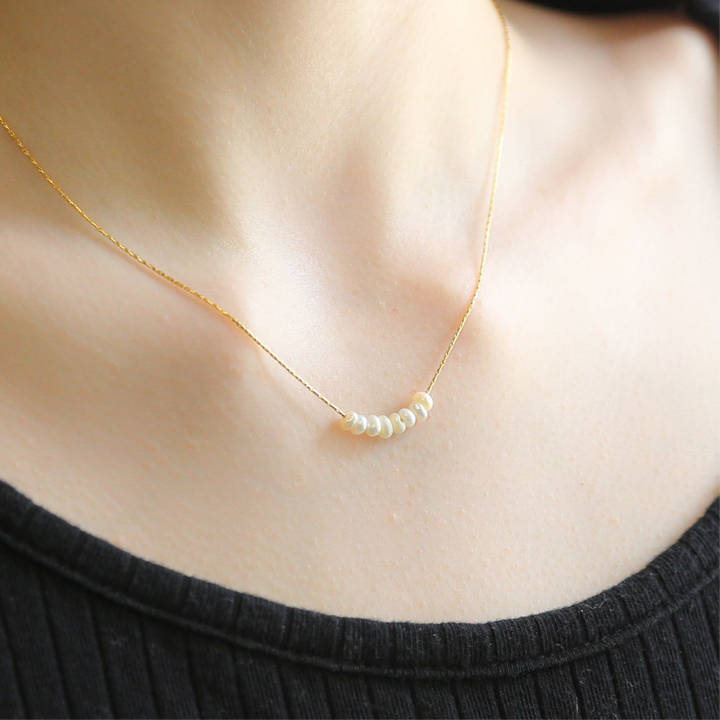 Millie GOLD Necklace 18K Gold Plated Thin Chain Freshwater Pearl Choker Necklace