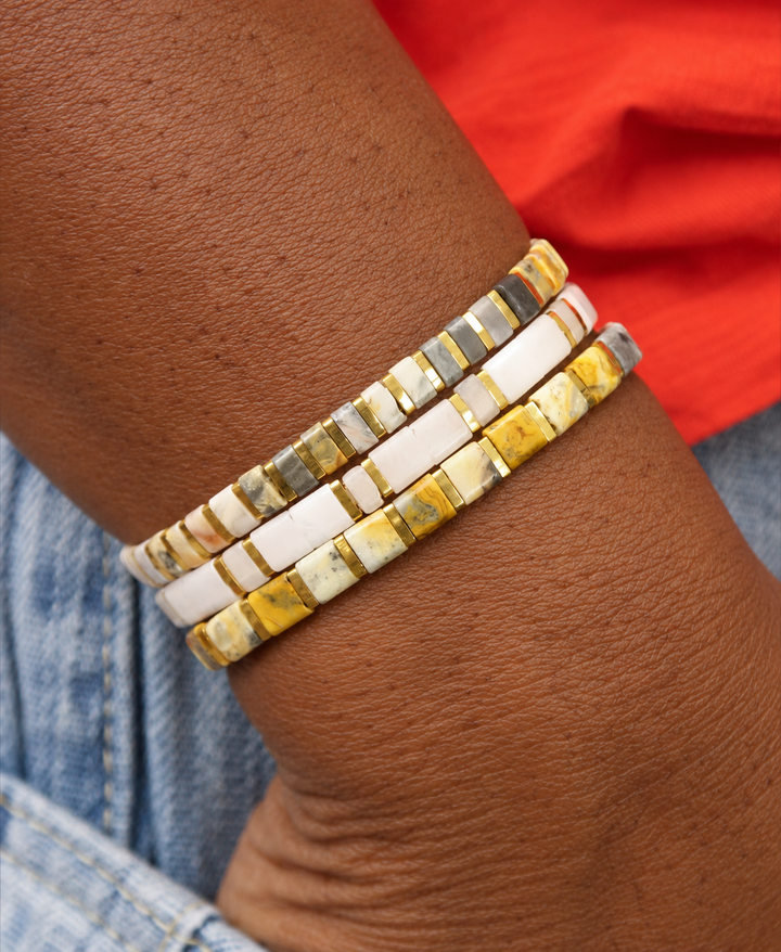 GOLD RUSH - Stone Tile Bracelet Stack of 3