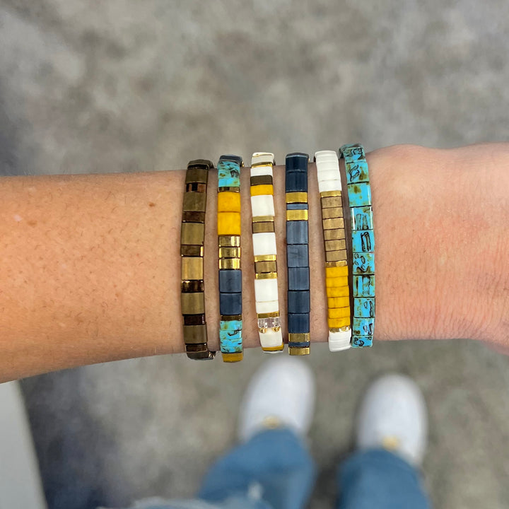 JOURNEY- 6 Tila Bead Bracelet Stack