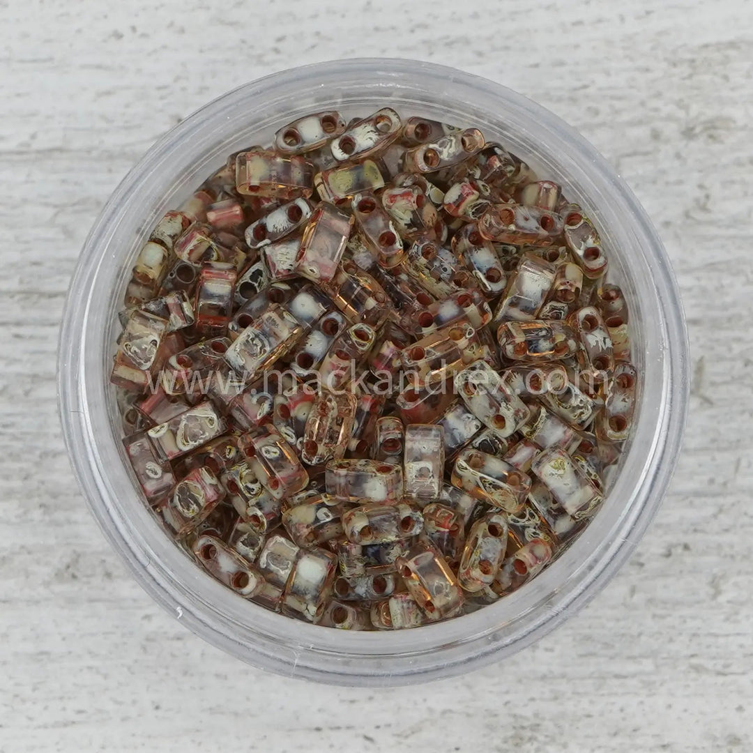 4505 Half Tila Beads - Amber Picasso - Mack & Rex