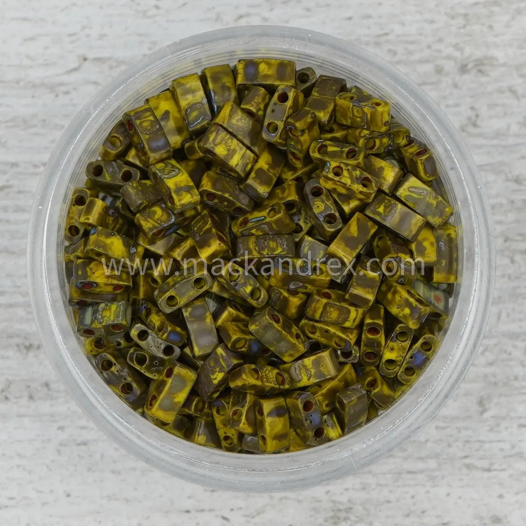 4519 Tila Beads - Peridot Picasso