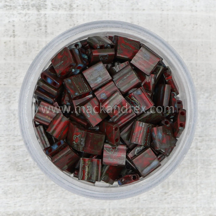 4521 Tila Beads - Dark Red Picasso - Mack & Rex