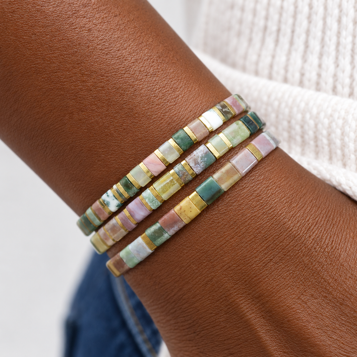 THE GROTTO - Stone Tile Bracelet Stack of 3