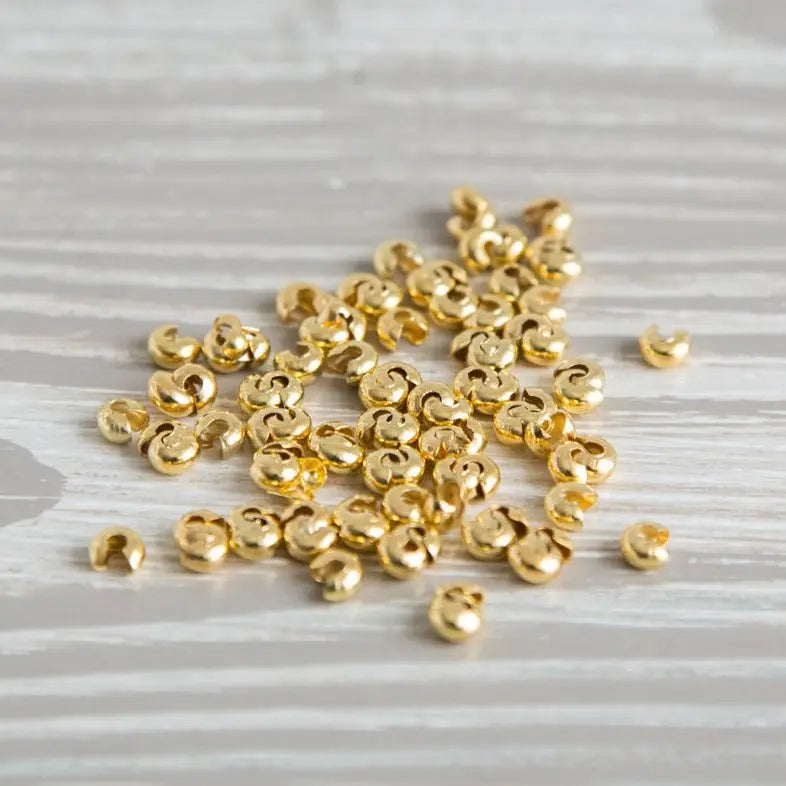 50 gold plated 4mm smooth crimp bead covers
