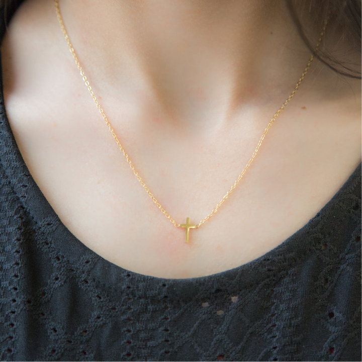 FAITH | 18K Gold Necklace | Tiny Chain Cross Necklace