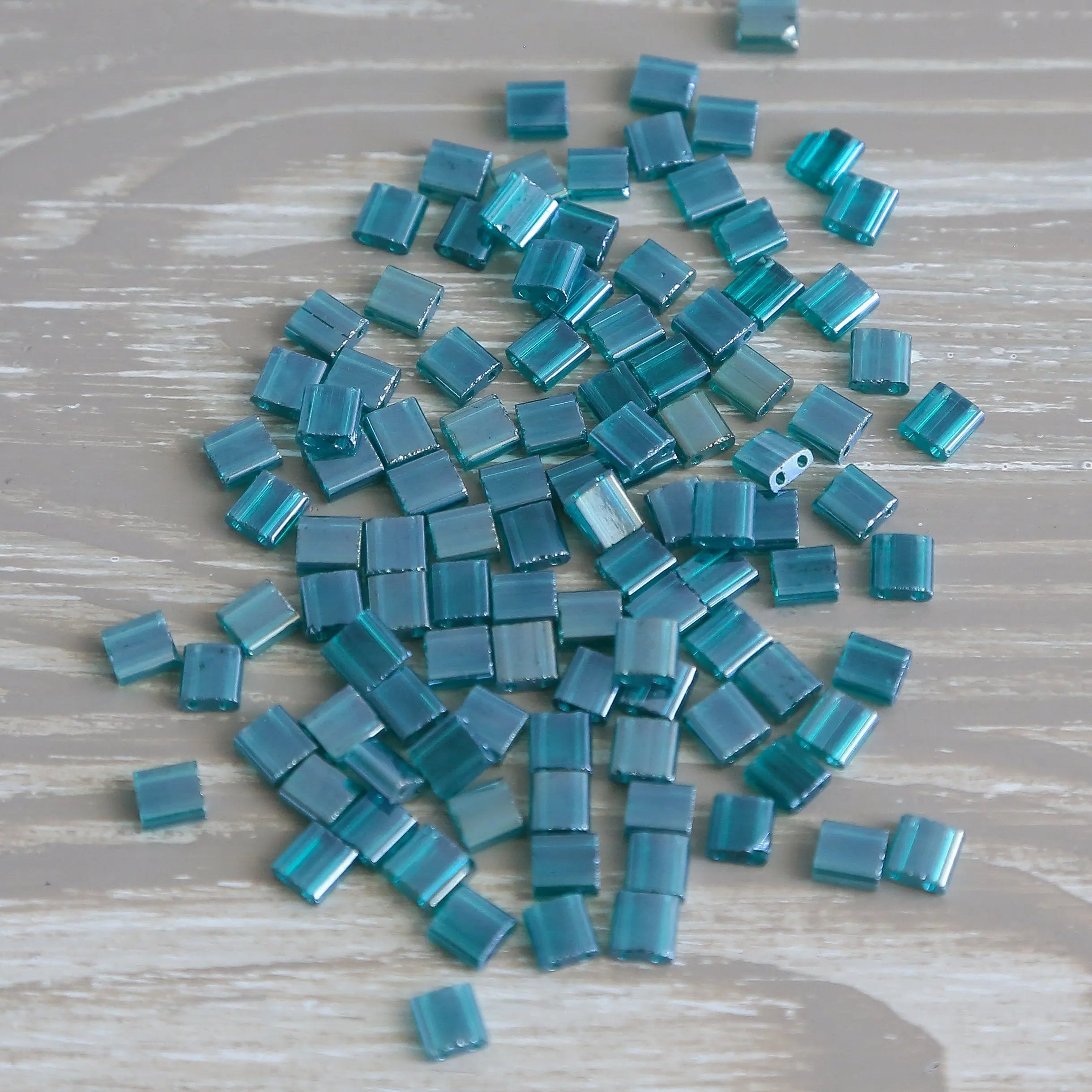 6043 - Aquamarine Designer Tile Beads - Mack & Rex