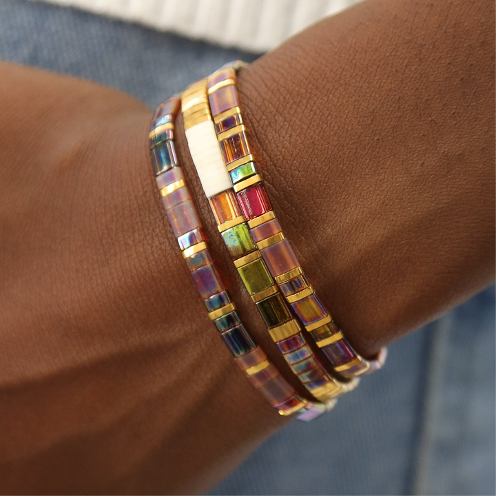 AMBER ROMANCE - Beaded Bracelets - Set of 3