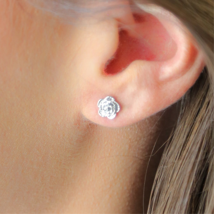 ROSE - SILVER Earring 925 Sterling Silver Rose Earring