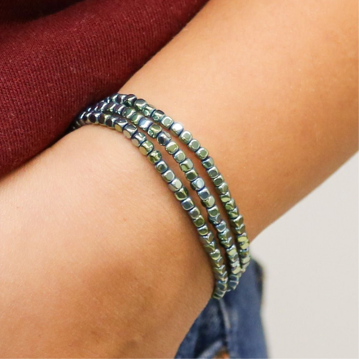 Simon - Three Strand Gold Beaded Accent Bracelet
