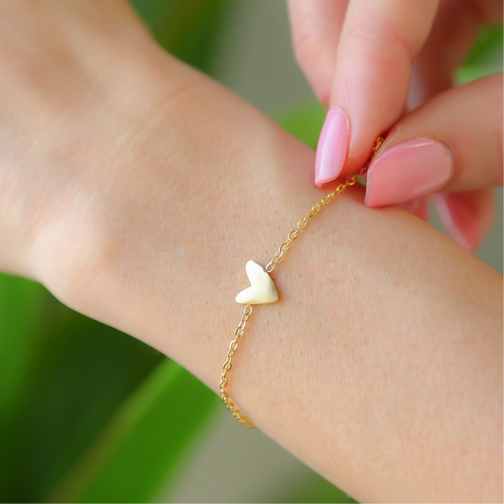 TICKER - 14k Gold Plated Heart Accent Bracelet