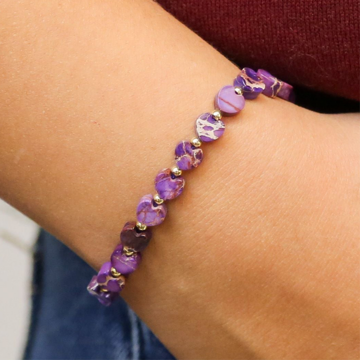 Stoned Heart Purple - Stone Heart Accent Bracelet
