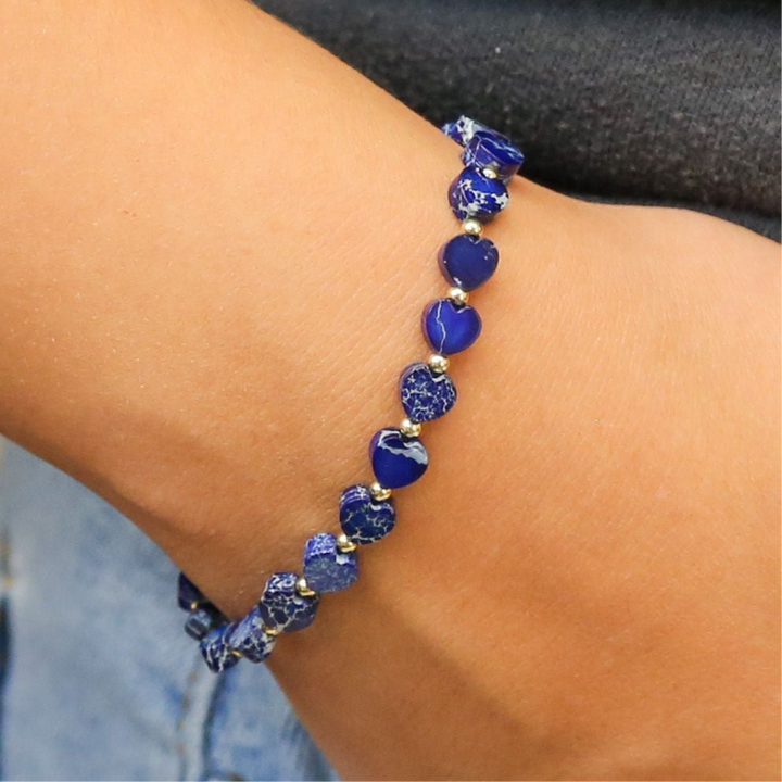 Stoned Heart Navy - Stone Heart Accent Bracelet