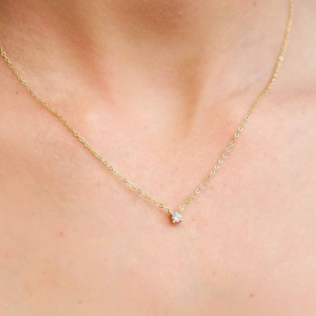 GOLDIE - Dainty Gold Chain with CZ Pendant Necklace