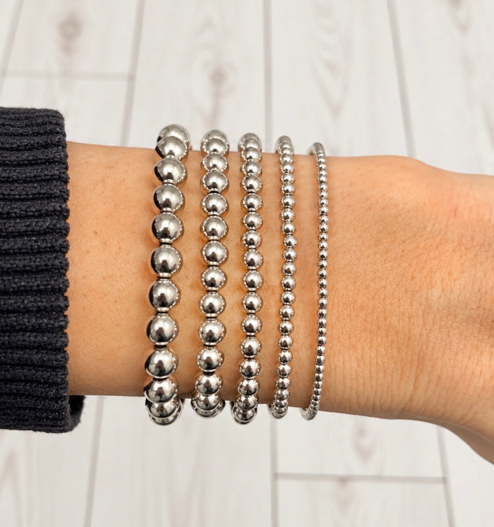 SILVER BALL BRACELETS - Stack or Individual