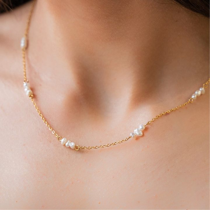 EVIDENCE | 18K Gold Plated Pearl Necklace | 15 Inch