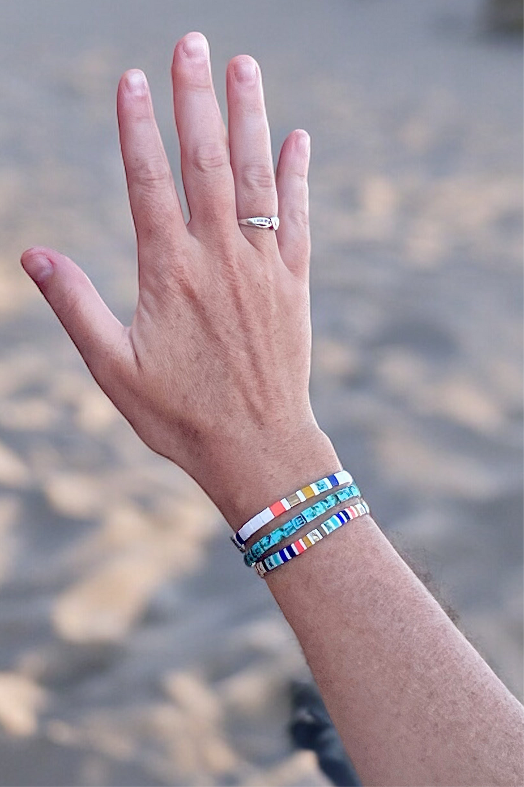 SURFER CHICK - 3 Tila Bead Bracelet Stack