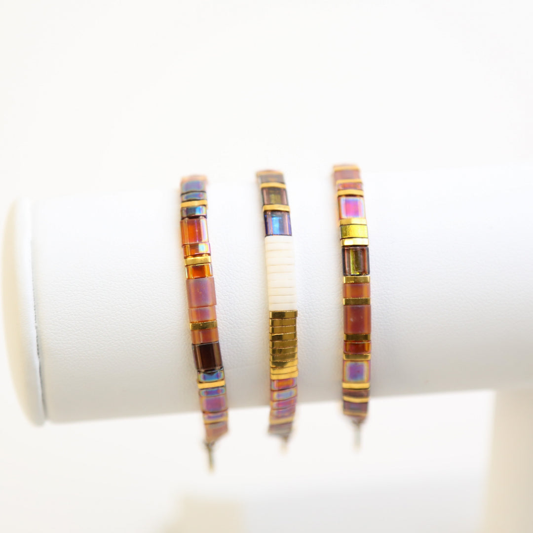 AMBER ROMANCE - 3 Tila Bracelet Stack