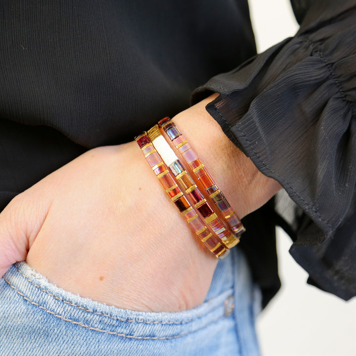 AMBER ROMANCE - 3 Tila Bracelet Stack