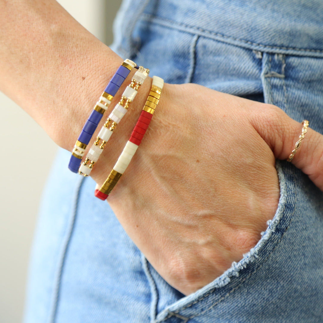 ANTIQUE AMERICA | Set Of 3 | Tila Beaded Bracelet Stack