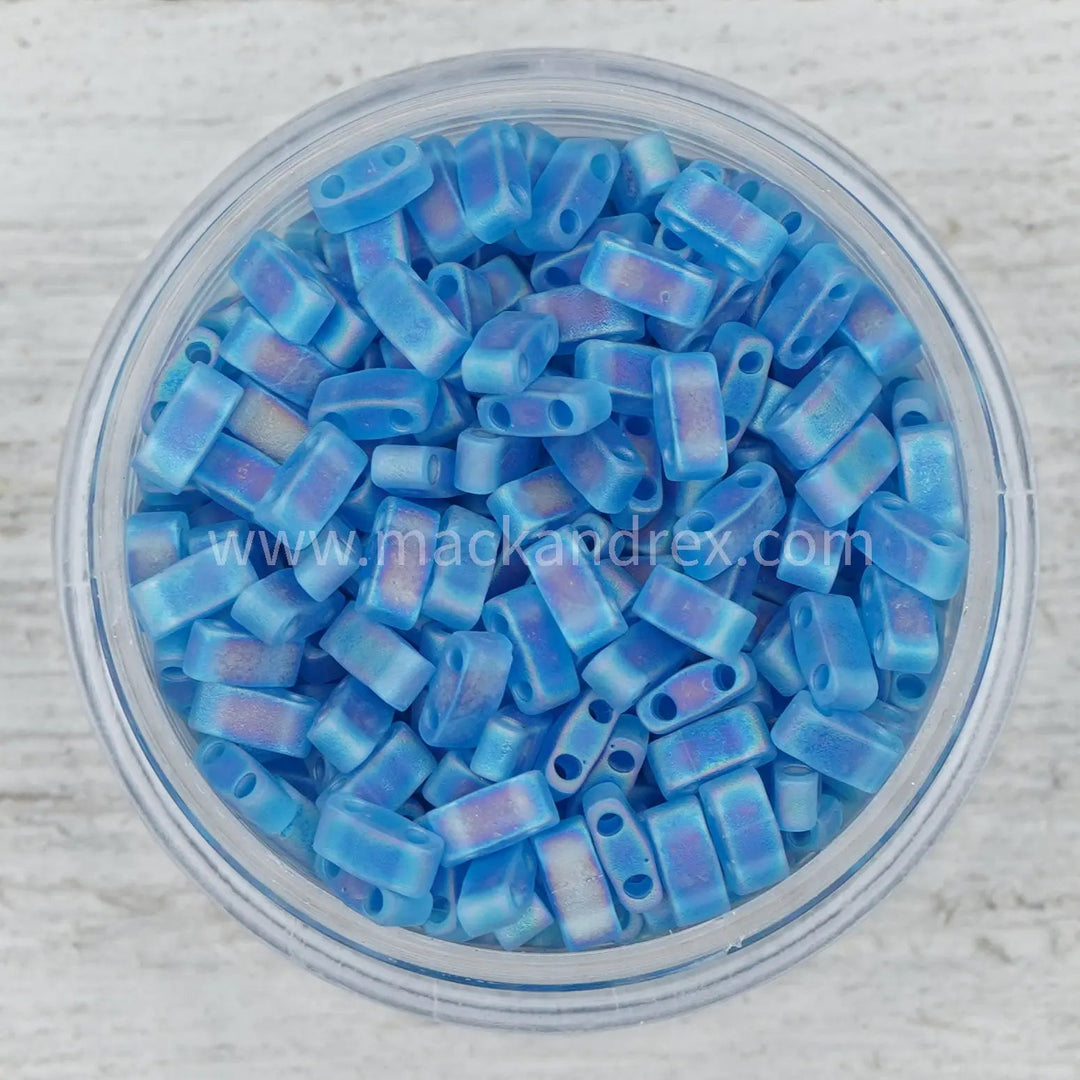 0149FR Aquamarine Matte Rainbow - Quarter Tila Beads