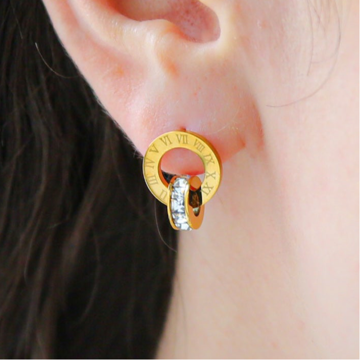 CENTURY - 18K Gold and CZ Earrings