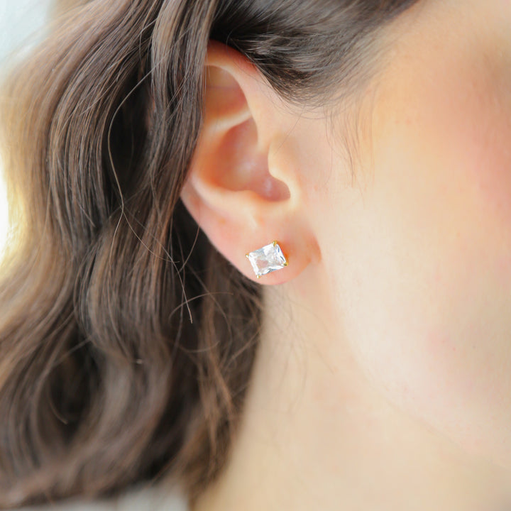 DUCHESS - Huge CZ & 18K Gold Earrings