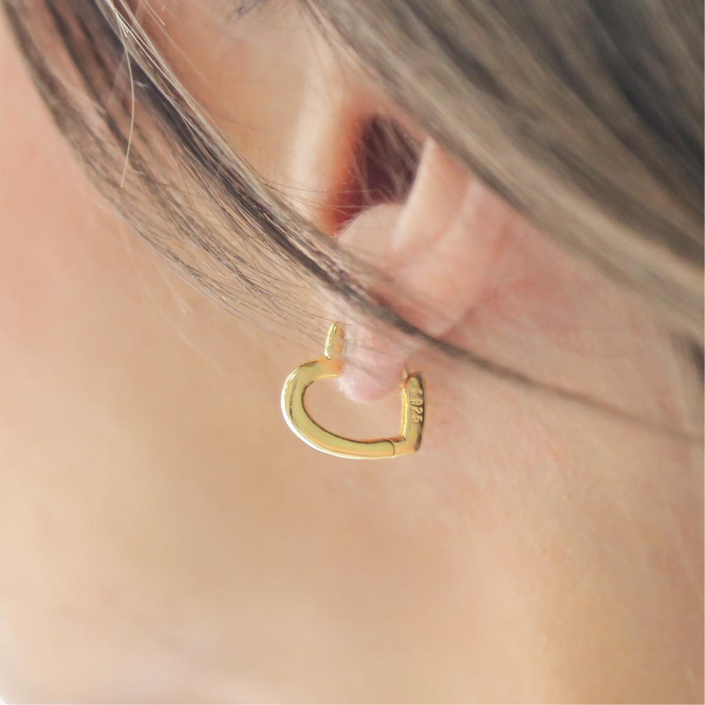 TAKE HEART - Sterling Silver or 18k Gold Heart Huggie