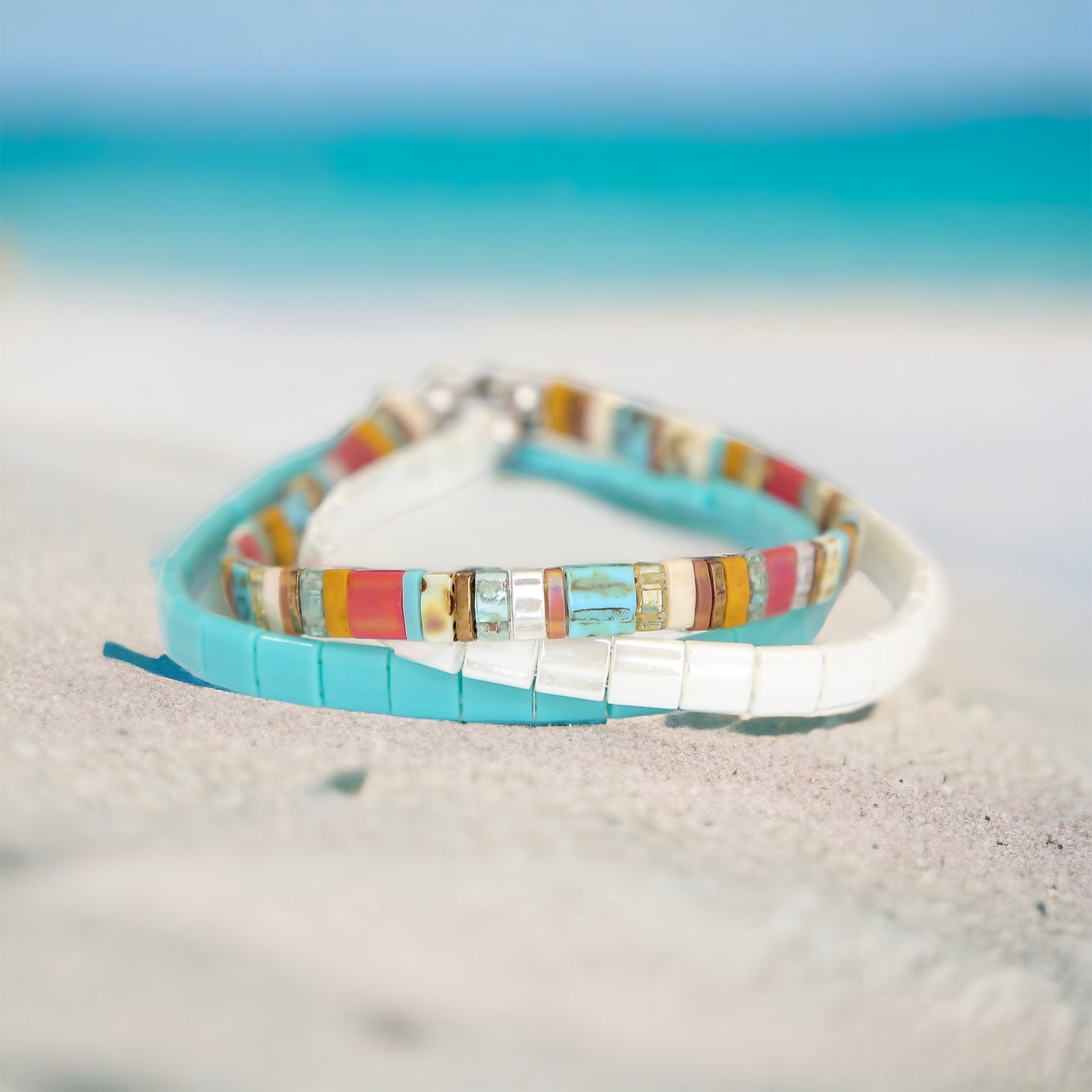 Mack & Rex White Pearl Tila Bead Bracelet – Miyuki Tila Beads On