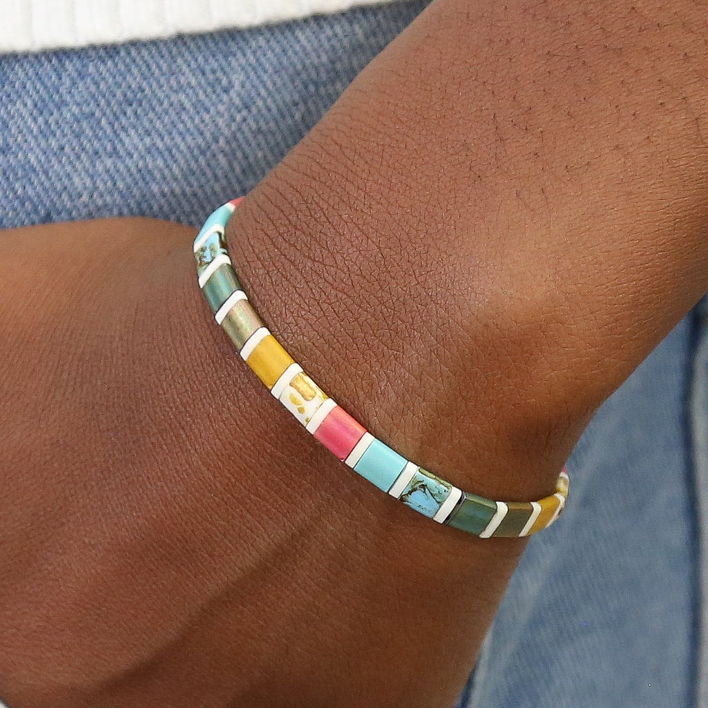 Mack & Rex Beach Cruiser Tila Bead Bracelet - Miyuki Glass Tila