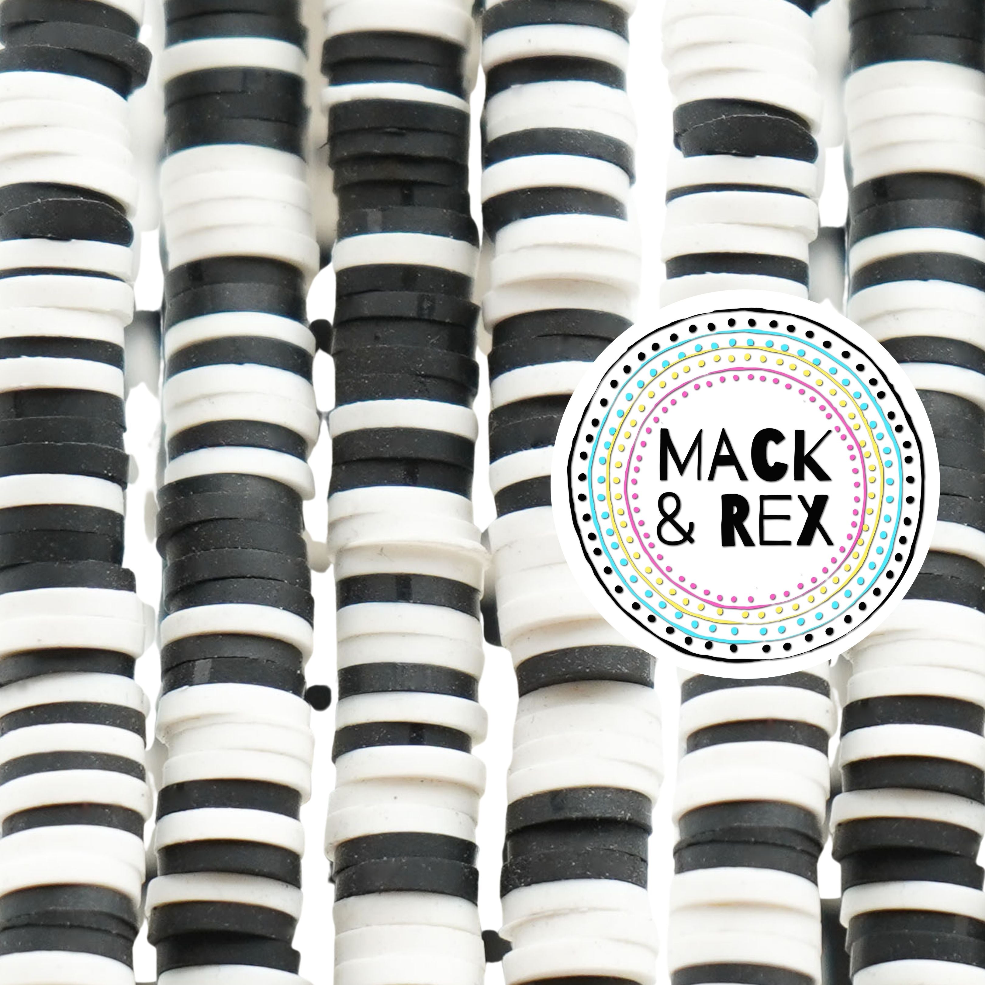 Black & White 6mm Heishi Beads - Mack & Rex