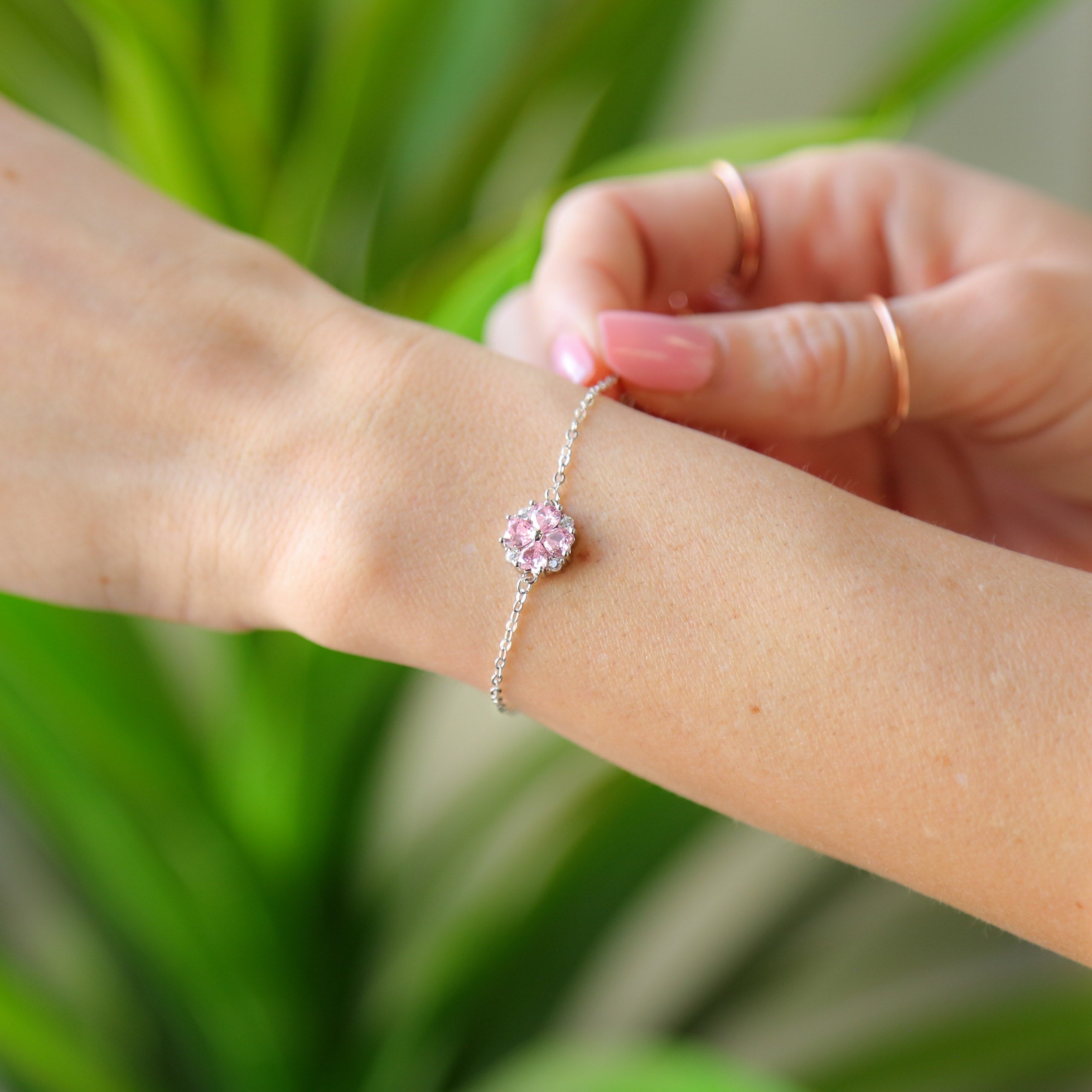 BLOSSOM Accent Bracelet - 925 Sterling Silver with Pink Zircon