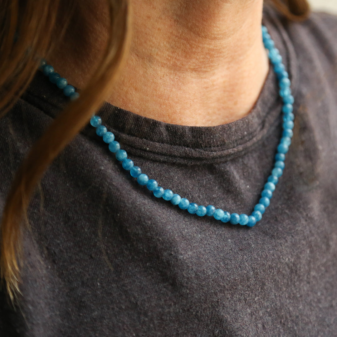 BLUE APATITE - Stone Bead Necklace