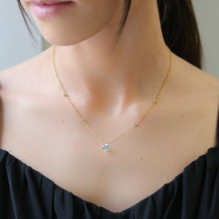 BRIAR - 18K Gold & Zircon Heart Necklace