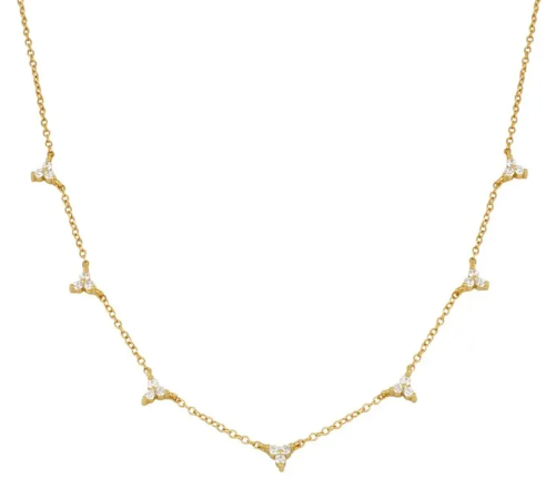 BURBANK |  Gold Necklace Zircon Rectangular 15.7 inches