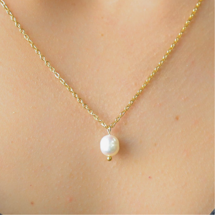Julia GOLD Necklace SImple Baroque Freshwater Pearl Pendant Choker Necklace