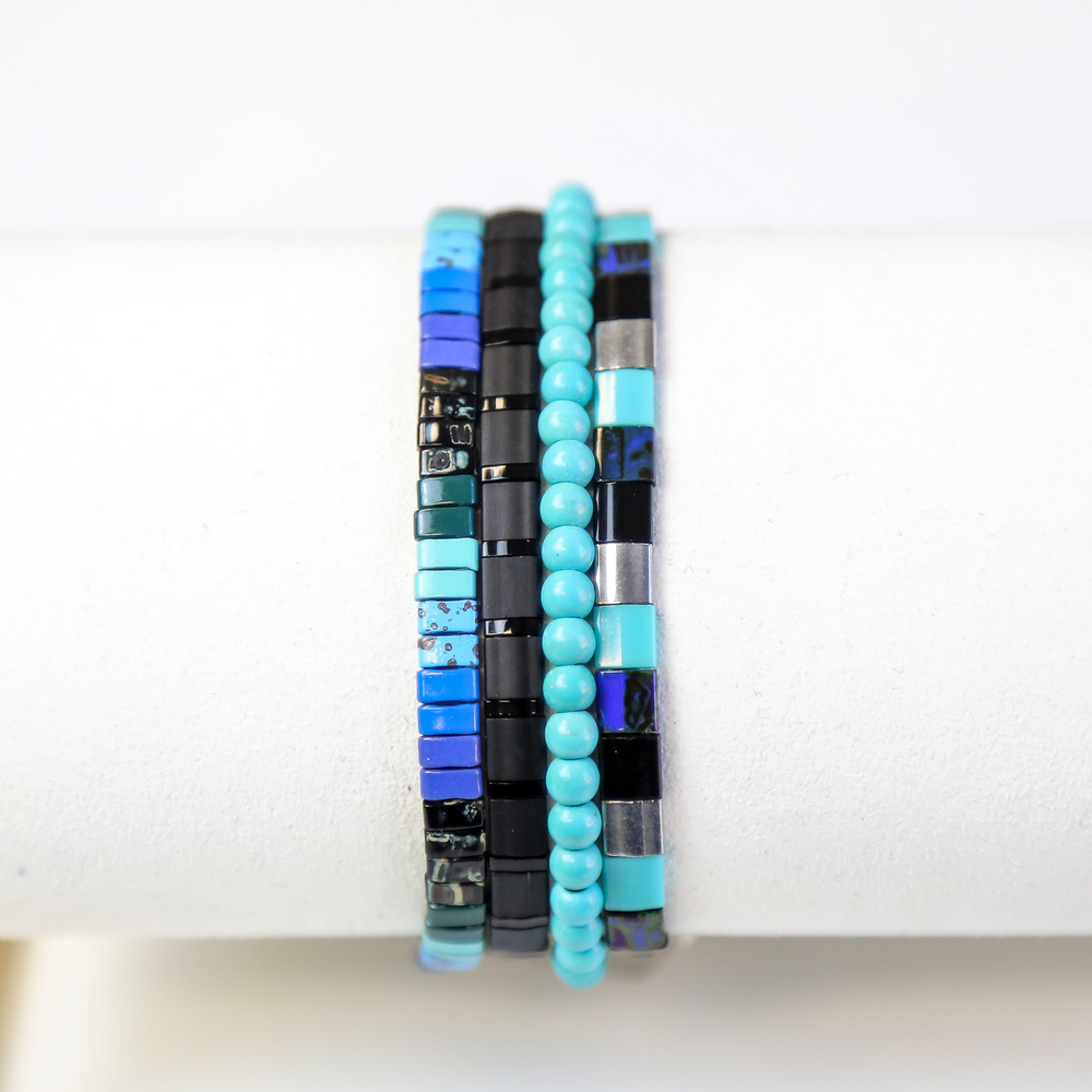 CASPAIN - 4 Tila Bead Bracelet Stack - Mack & Rex