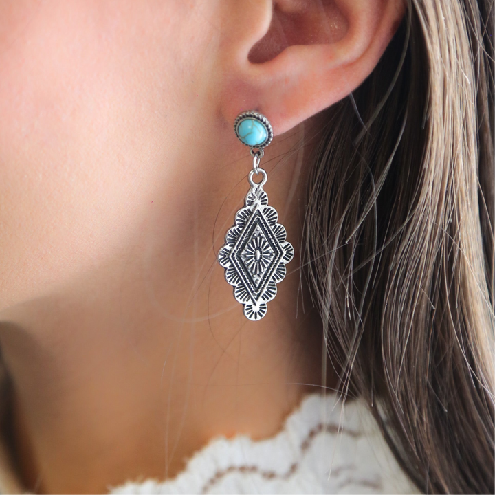 AUGUSTA- Turquoise & Sterling Silver Western Earrings