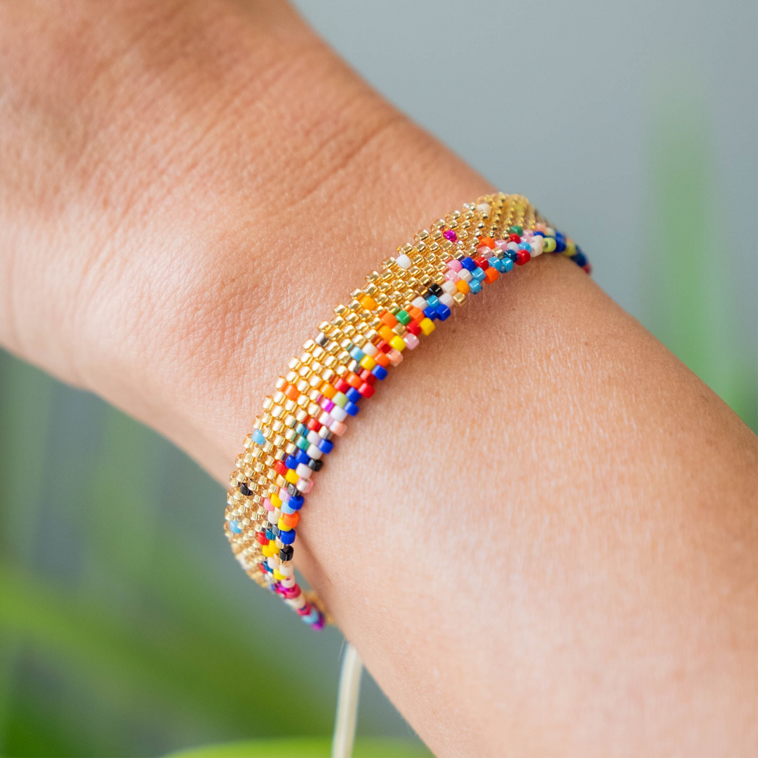 SPRINKLES - Rainbow Miyuki Seed Bead Adjustable Accent Bracelet