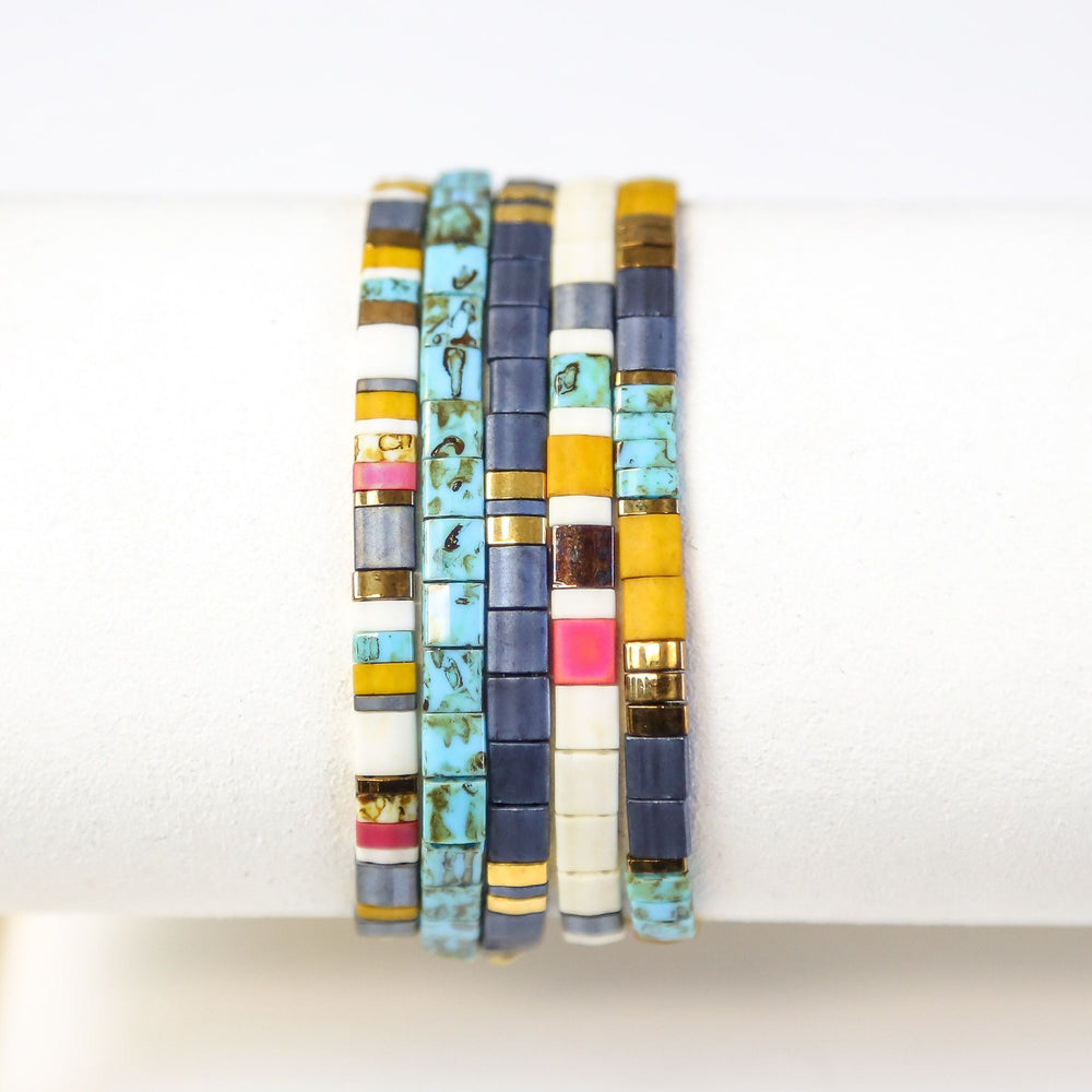 COUNTRY ROADS - 5 Tila Bead Bracelet Stack - Mack & Rex