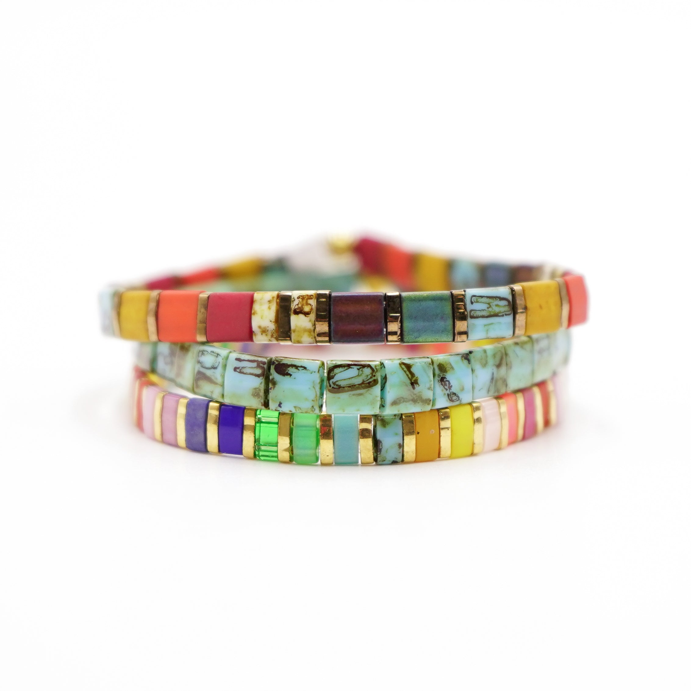 Mack & Rex Chaos Tila Bead Bracelet Stack - Miyuki Tila Beads On
