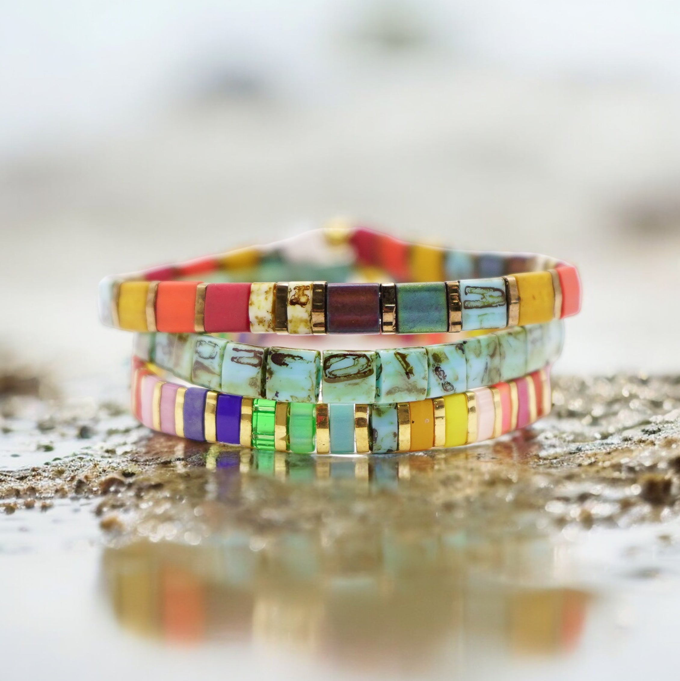 Mack & Rex Chaos Tila Bead Bracelet Stack - Miyuki Tila Beads On