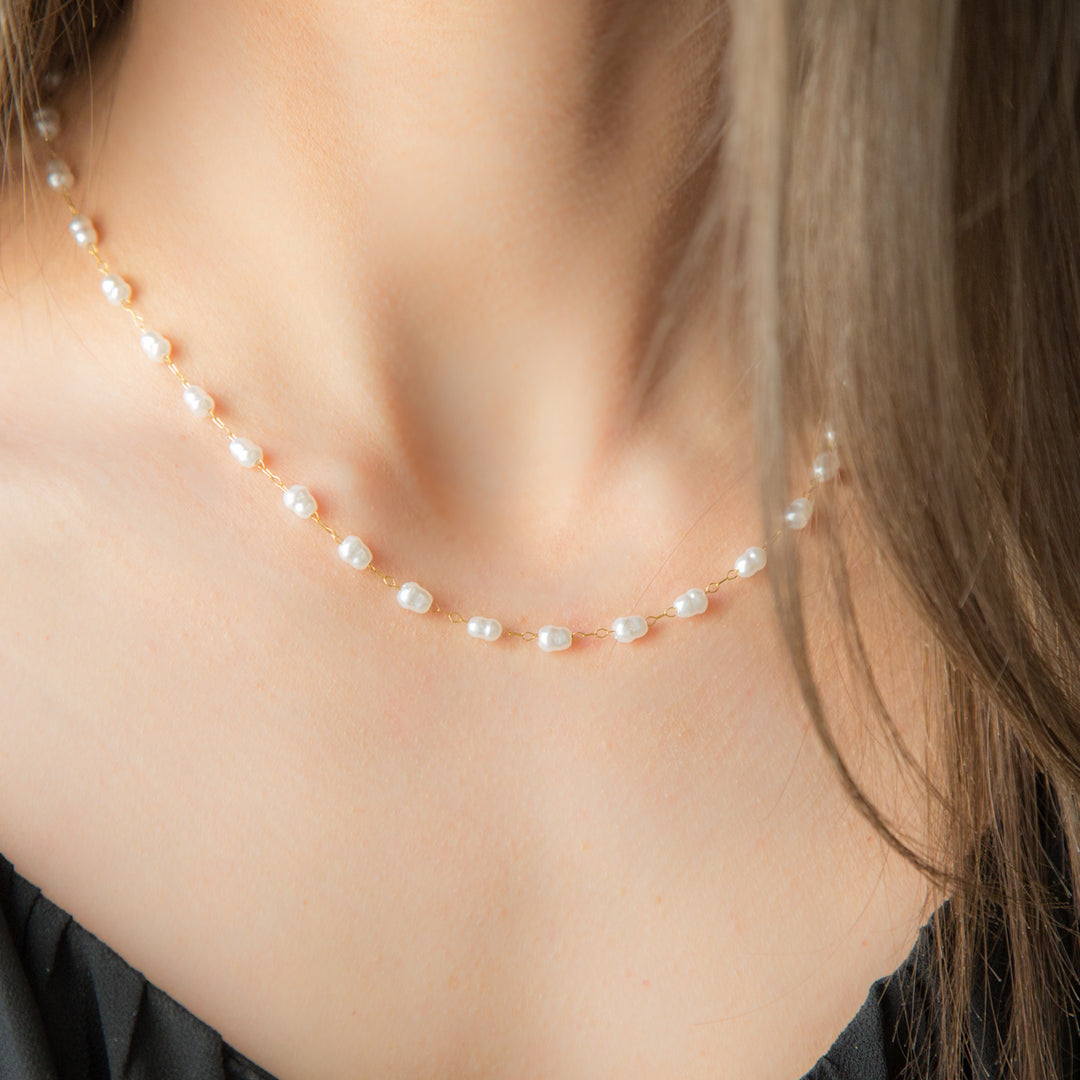 COMMOTION | 18K Gold Plated Necklace Retro Pearl Choker