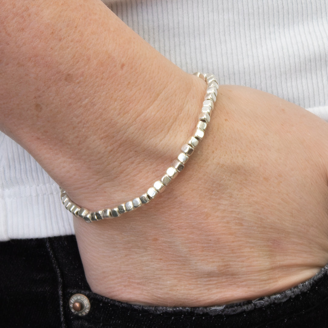 CUBE SILVER - Beaded Accent Bracelet