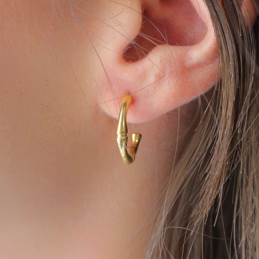 BAMBOO HOOP - 18K Gold Earrings